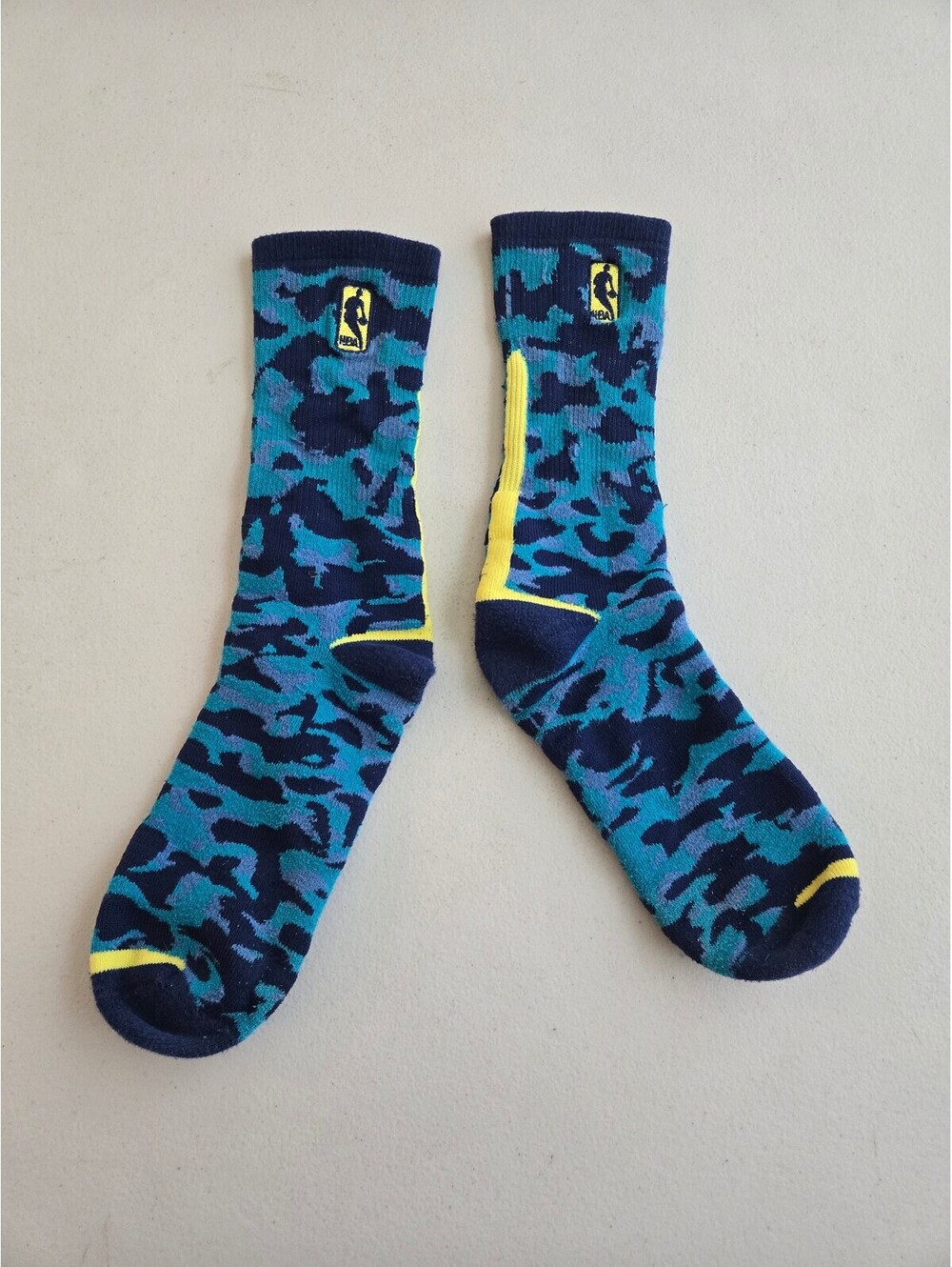 Nike Elite NBA Basketball Crew Socks Blue Camo Dri-FIT Adult L